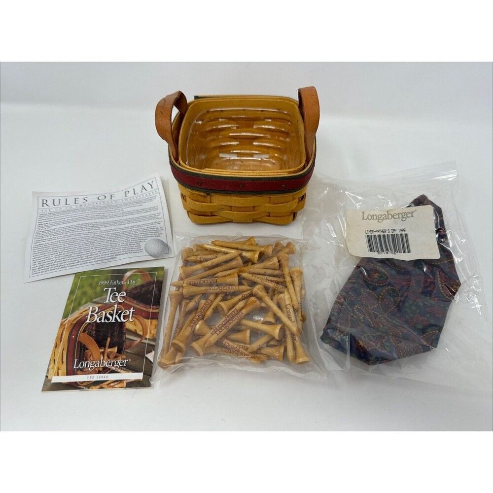 Longaberger 1999 Father's Day Tee Basket with Liner, Protector and Bag of Tees